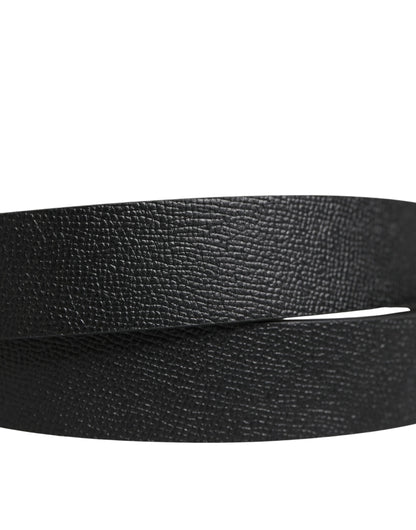 Ceinture Dolce &amp; Gabbana pour homme en cuir de veau noir avec logo et boucle métallique