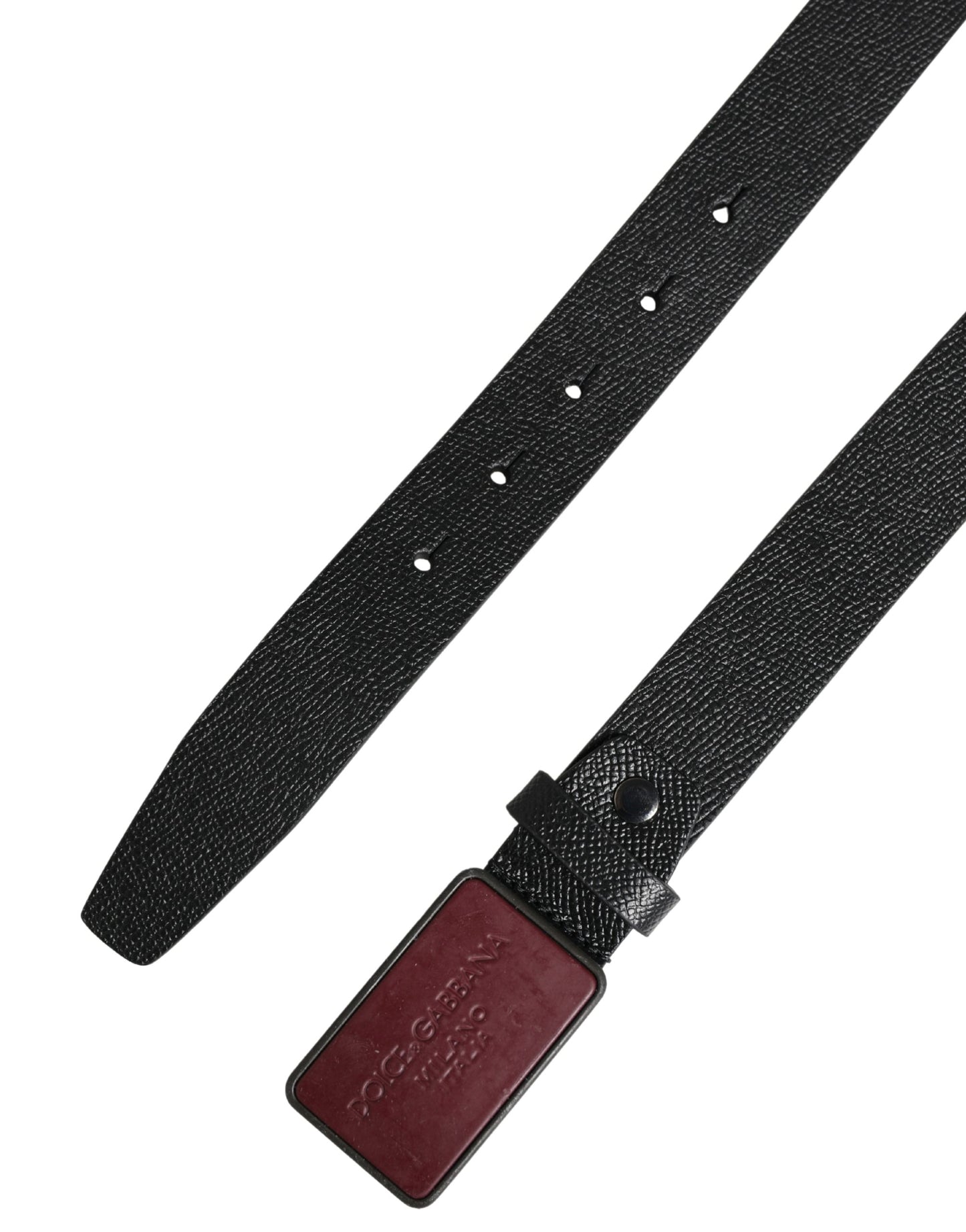 Ceinture Dolce &amp; Gabbana pour homme en cuir de veau noir avec logo et boucle métallique