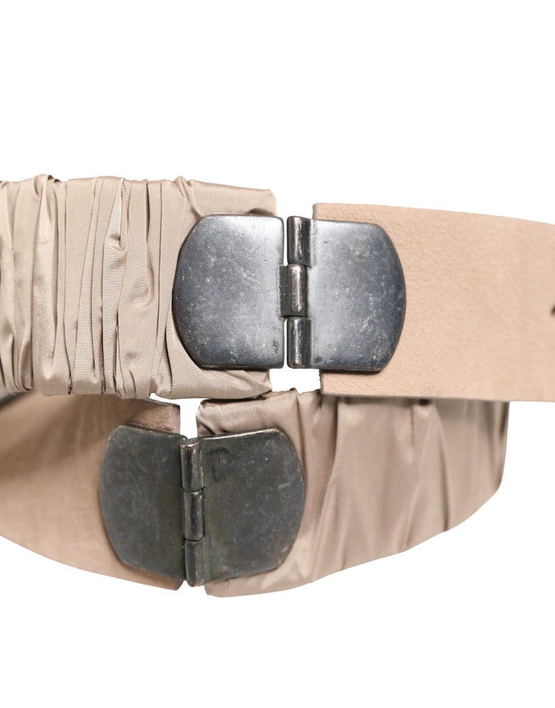 GF Ferre Women Beige Waist Belt with Silver Metal Buckle