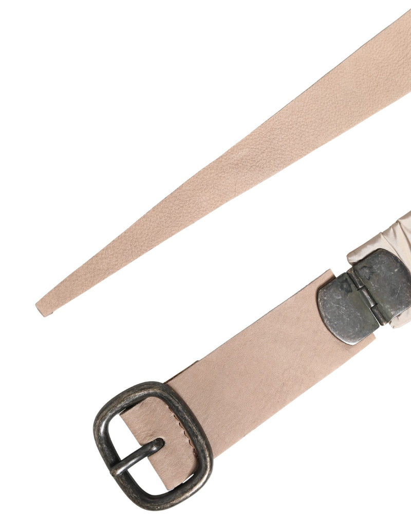GF Ferre Women Beige Waist Belt with Silver Metal Buckle