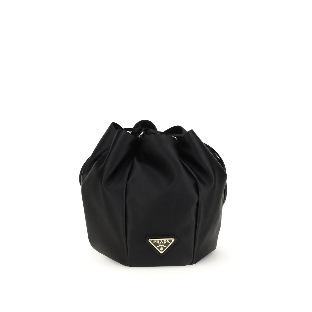 Prada Black Silk Bucket Bag - Élégant Pouch en Satin