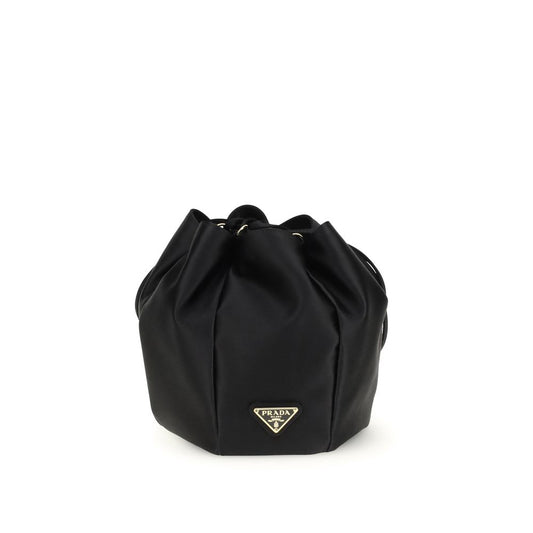 Prada Black Silk Bucket Bag - Elegant Satin Pouch