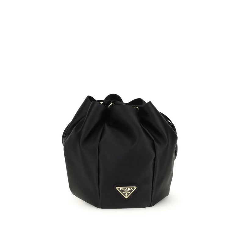 Prada Black Silk Bucket Bag - Élégant Pouch en Satin
