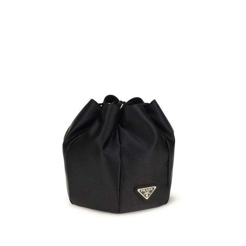Prada Black Silk Bucket Bag - Élégant Pouch en Satin