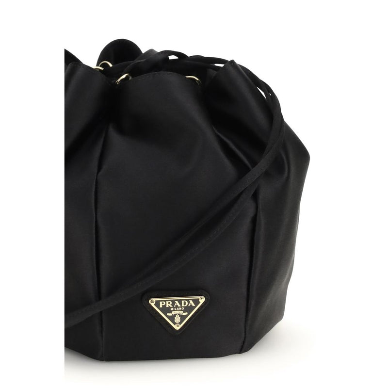 Prada Black Silk Bucket Bag - Élégant Pouch en Satin