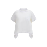 Sacai White Cotton T-Shirt - Lightweight Denim & Jersey