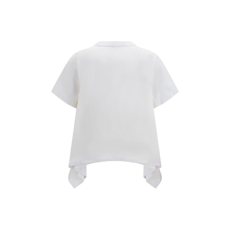Sacai White Cotton T-Shirt - Lightweight Denim & Jersey