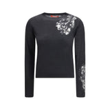 Max Mara Black Silk Sweatshirt with Lace Inserts - Elegant Women's Top