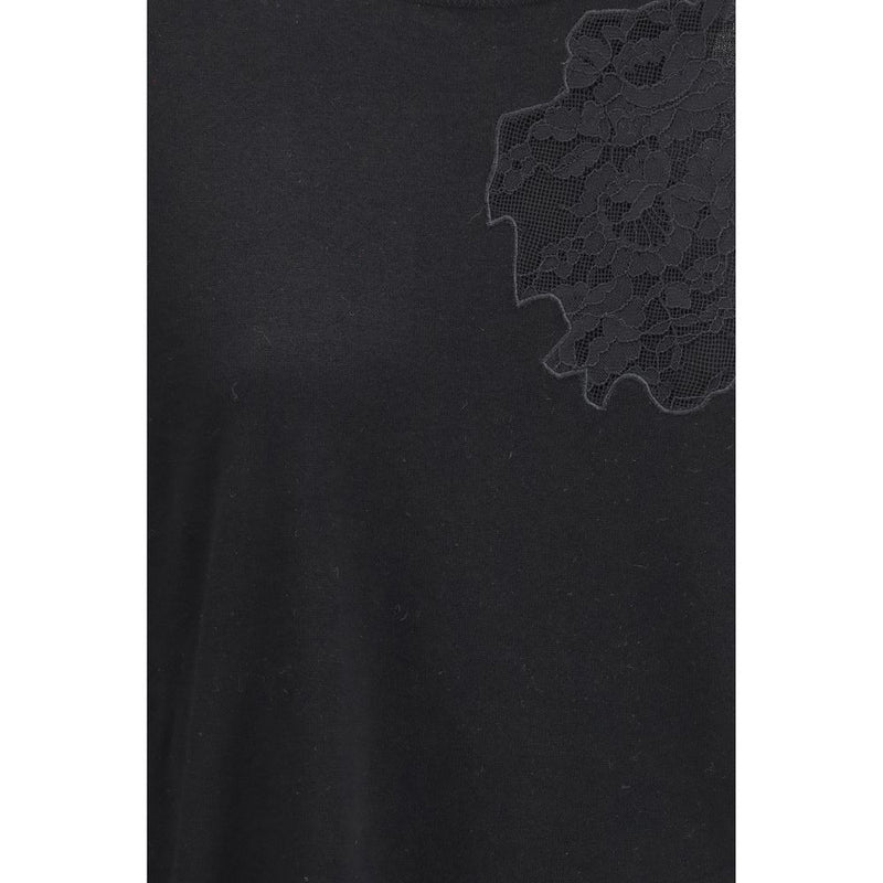Max Mara Black Silk Sweatshirt with Lace Inserts - Elegant Women's Top