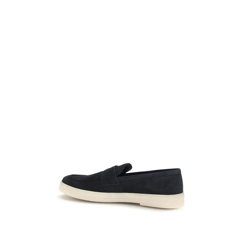 Prada Blue Calf Leather Bos Taurus Slip-On Loafers for Men
