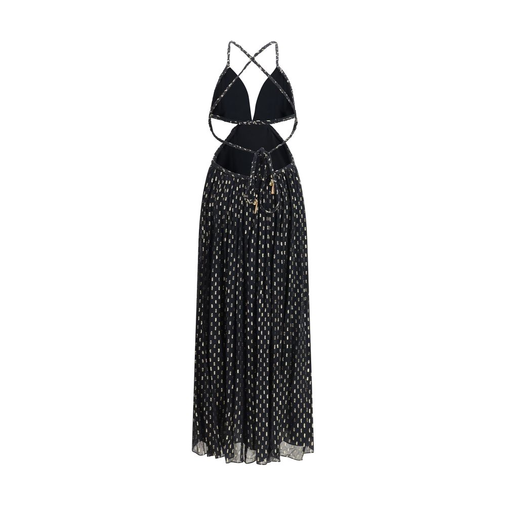Zimmermann Black Viscose Long Dress - Daylight Braid Trim