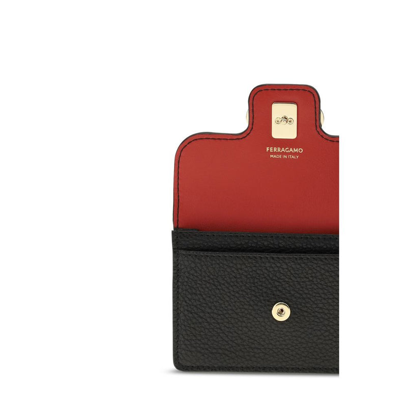 Ferragamo Black Calf Leather Bos Taurus Wallet - Elegant Accessory