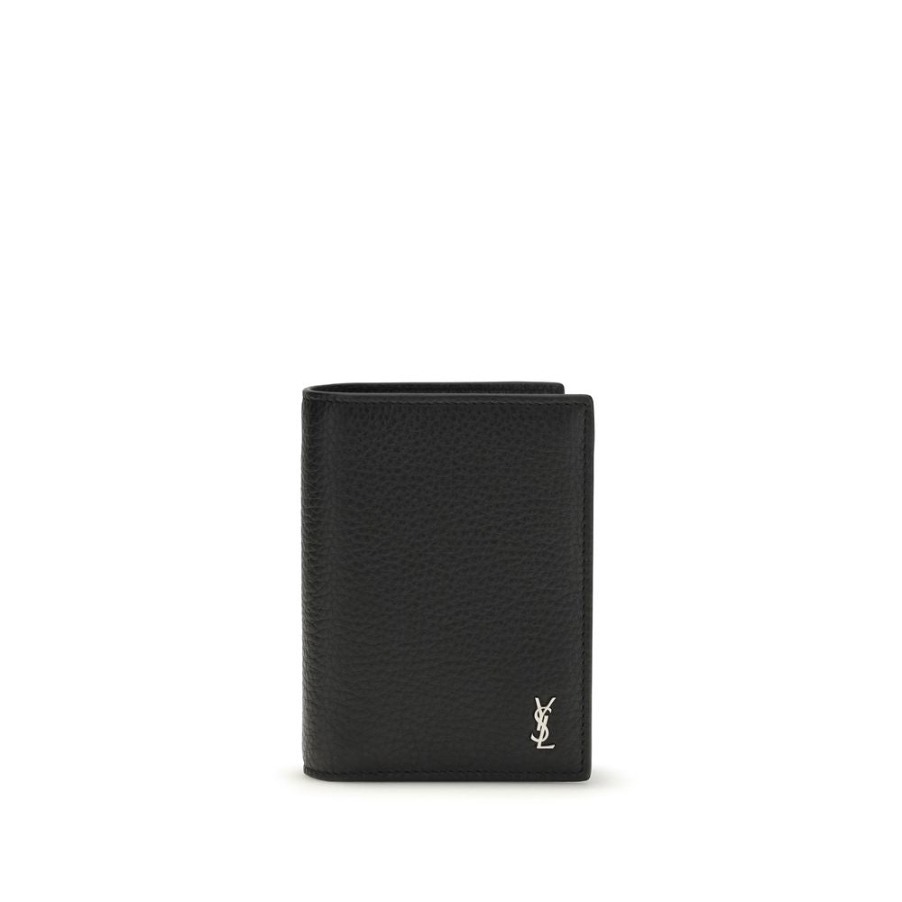 Portefeuille Bos Taurus en cuir de veau noir Saint Laurent