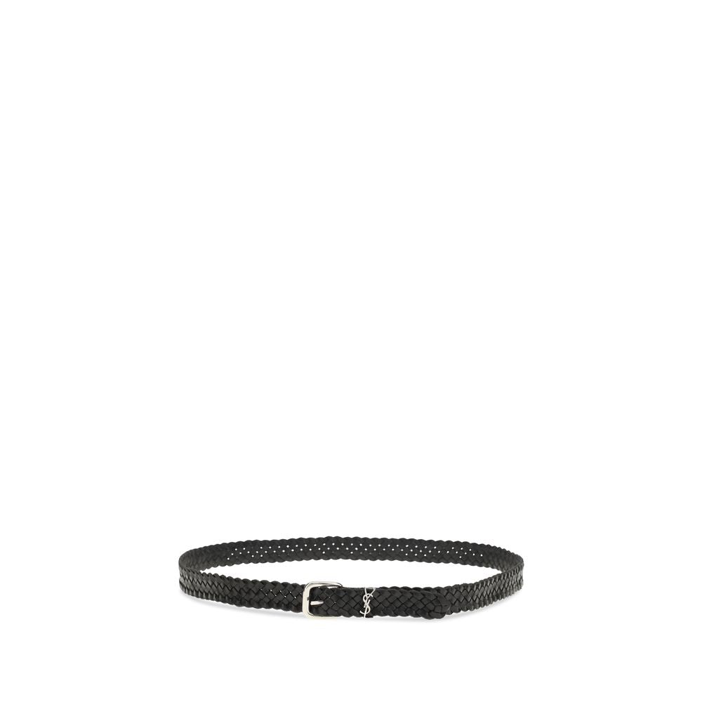 Ceinture Saint Laurent Bos Taurus Regular en cuir de veau noir
