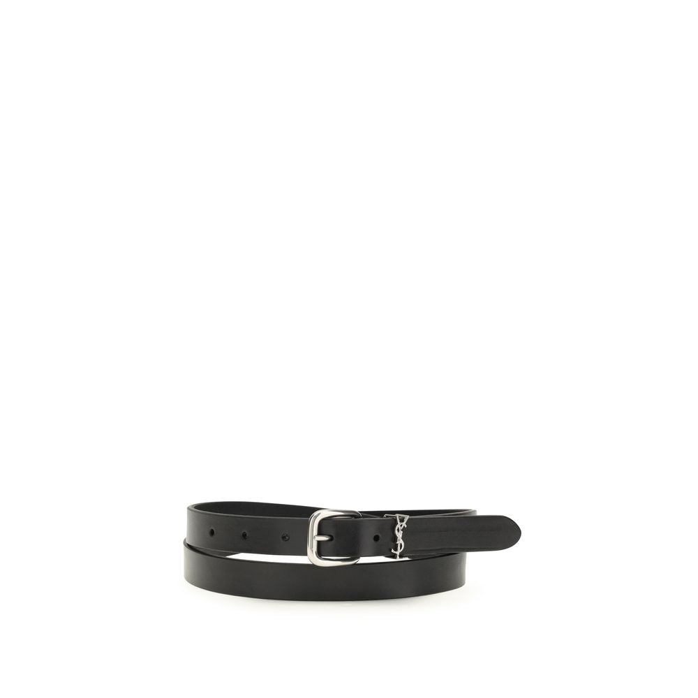 Ceinture droite en coton noir Saint Laurent