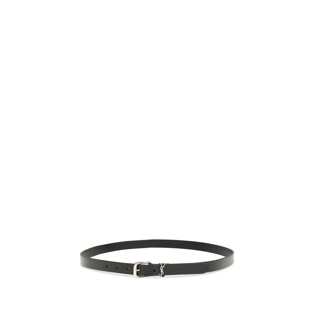 Ceinture droite en coton noir Saint Laurent