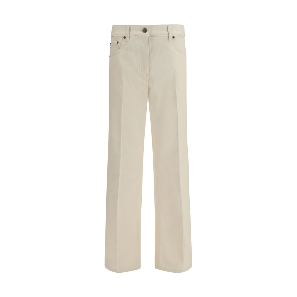 Valentino Garavani Beige Cotton Flared Jeans for Women