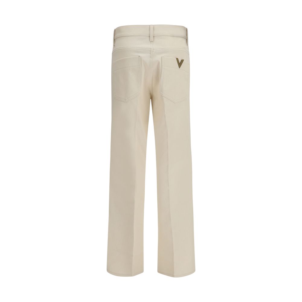Valentino Garavani Beige Cotton Flared Jeans for Women