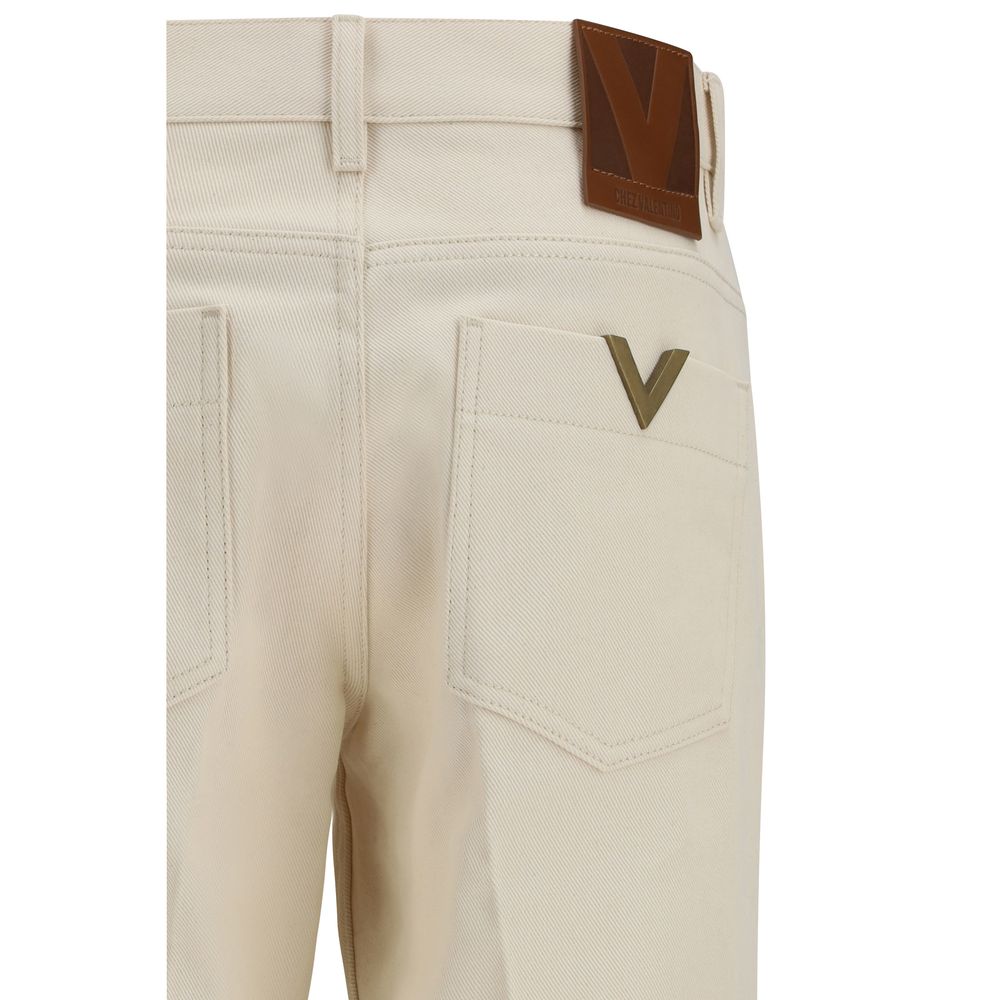 Valentino Garavani Beige Cotton Flared Jeans for Women