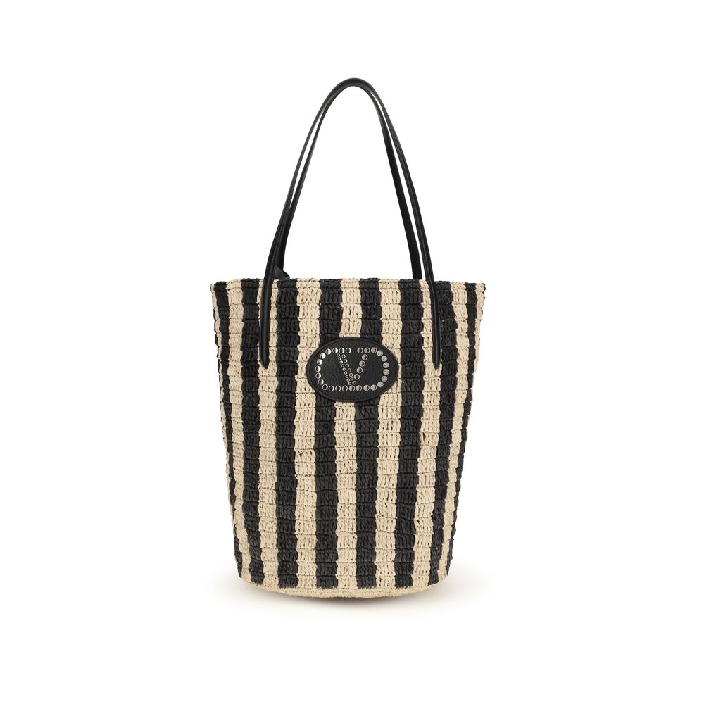 Valentino Garavani Black Raffia Bucket Bag - Élégance Estivale
