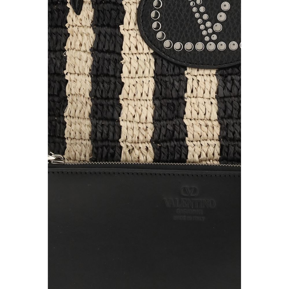 Valentino Garavani Black Raffia Bucket Bag - Élégance Estivale