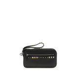 Valentino Garavani Black Calf Leather Rockstud Clutch Bag