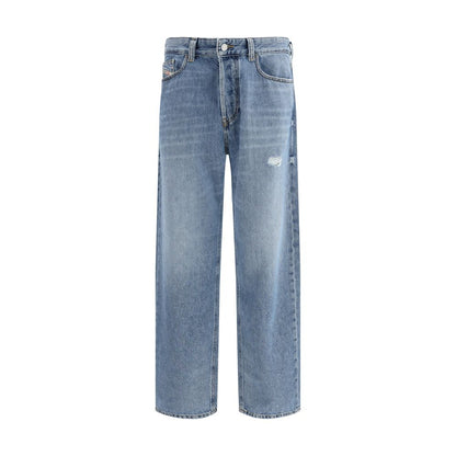 Dieselblauwe katoenen relaxte jeans