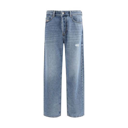 Dieselblauwe katoenen relaxte jeans