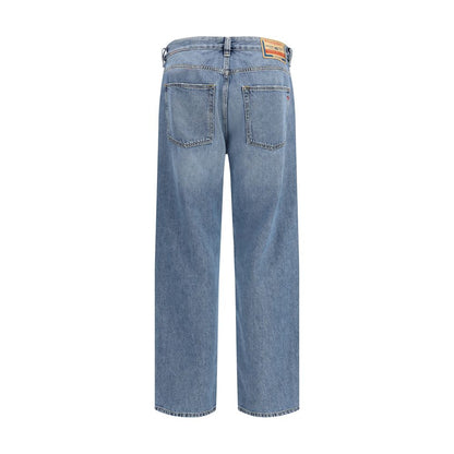 Dieselblauwe katoenen relaxte jeans