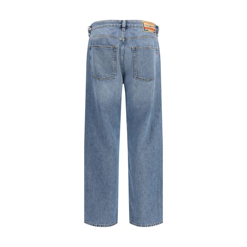 Dieselblauwe katoenen relaxte jeans