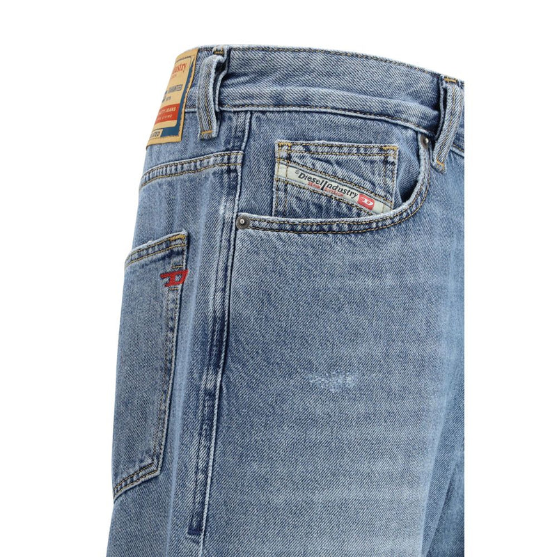 Dieselblauwe katoenen relaxte jeans