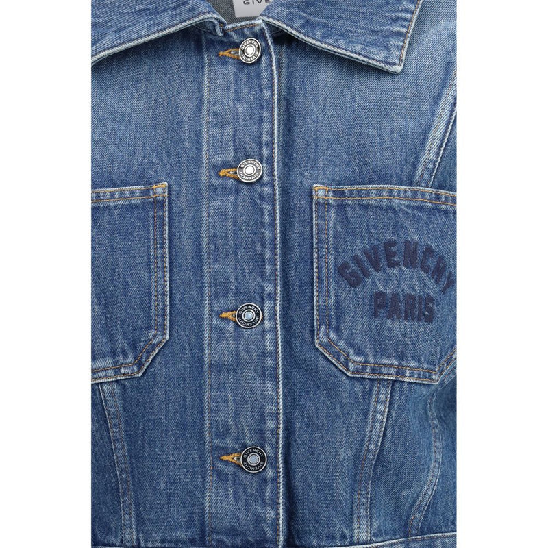 Givenchy Blue Cotton Denim Jacket - Stylish Cropped Design