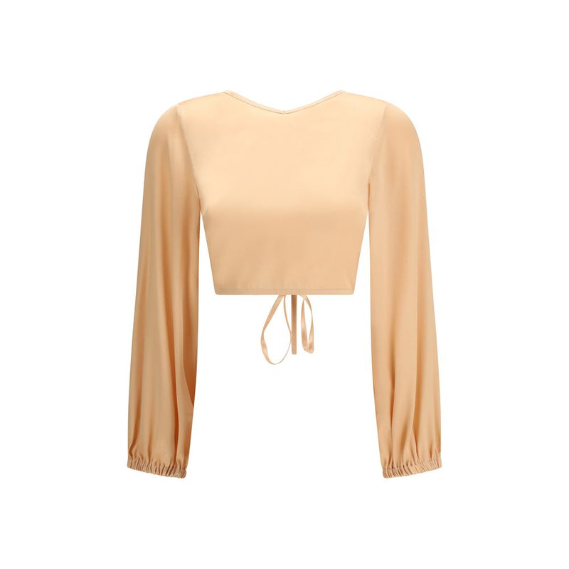 Kristina Ti Orange Silk Blouse - Elegant V-Neck Design