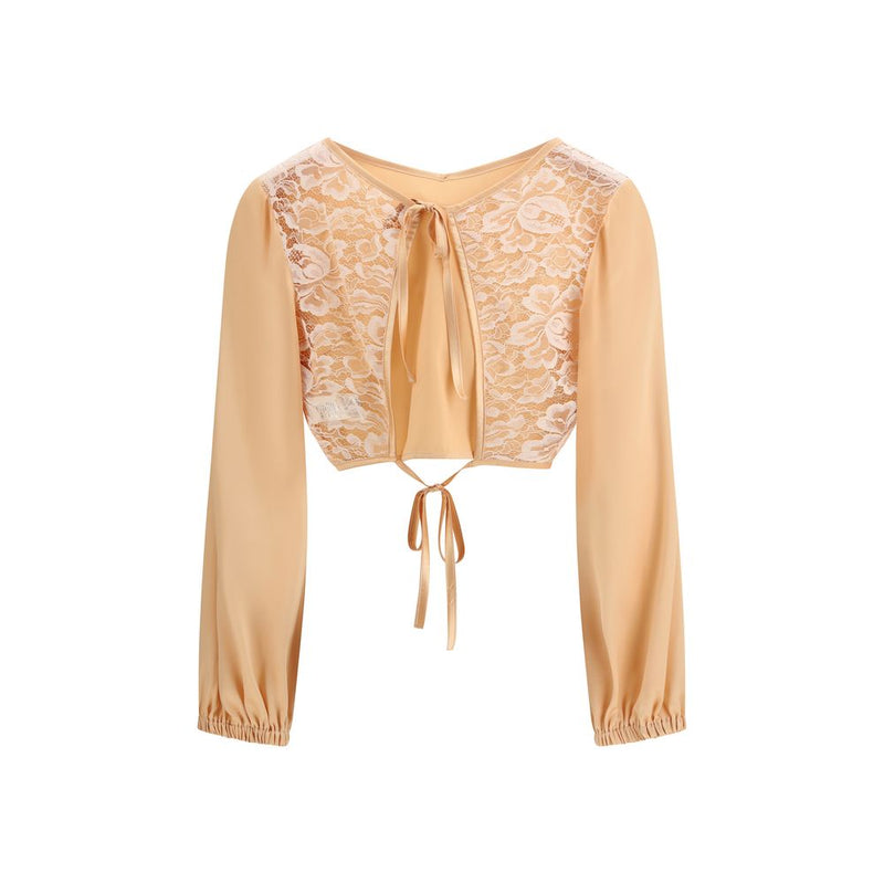 Kristina Ti Orange Silk Blouse - Elegant V-Neck Design