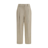 Brunello Cucinelli Beige Linen Casual Pants for Women