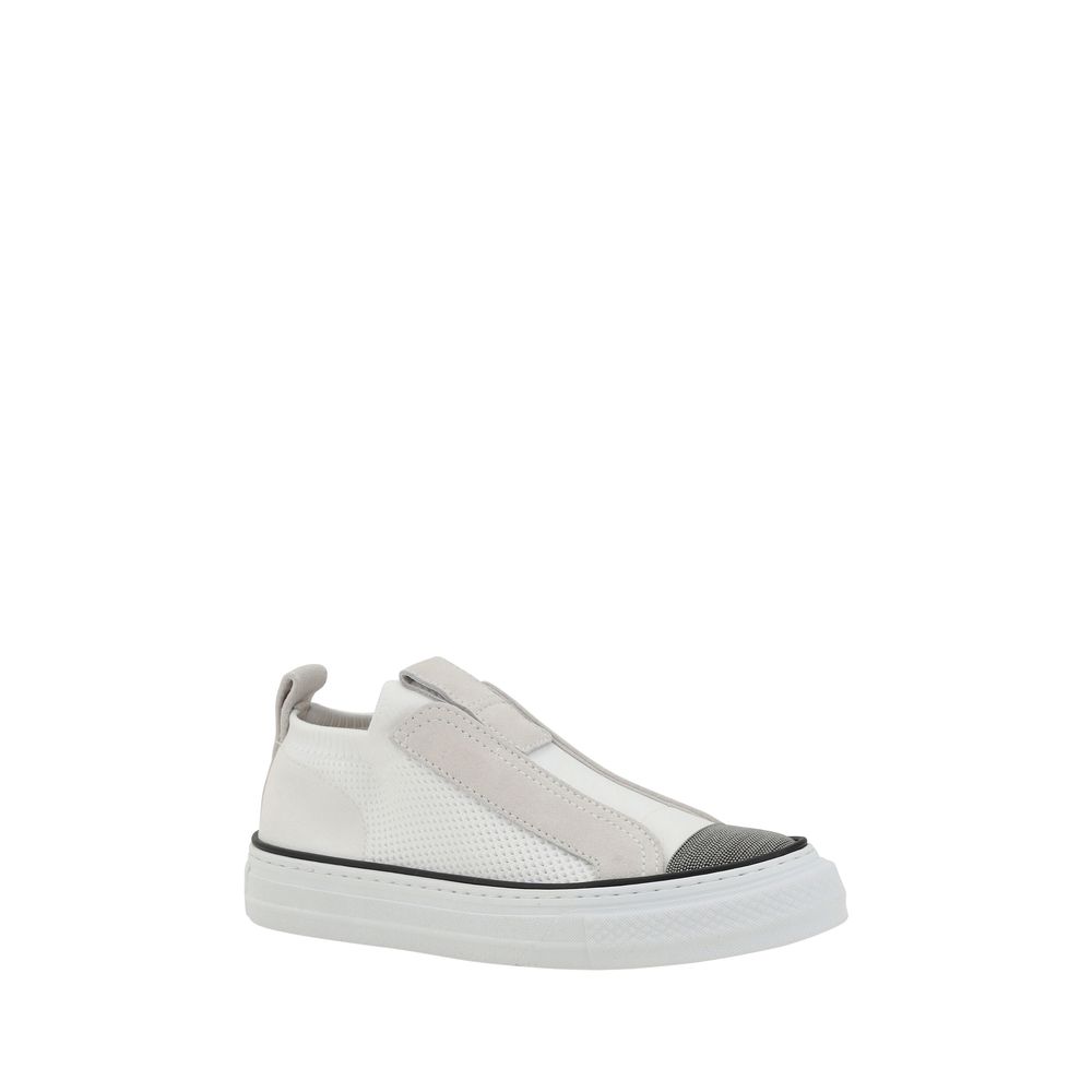 Brunello Cucinelli White Nylon Low Top Sneakers for Women