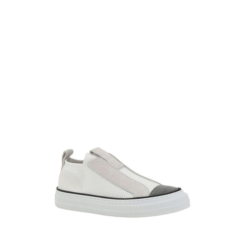 Brunello Cucinelli White Nylon Low Top Sneakers for Women