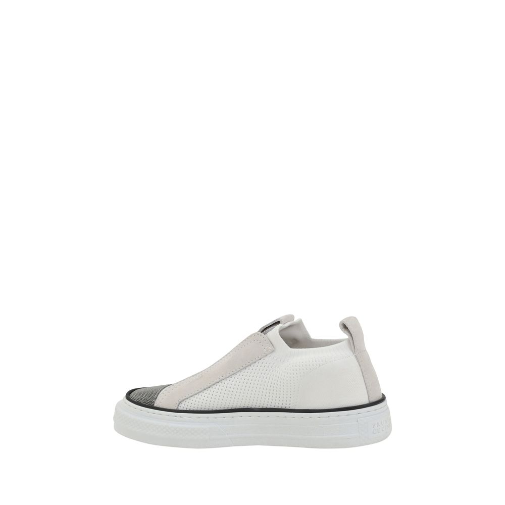 Brunello Cucinelli White Nylon Low Top Sneakers for Women
