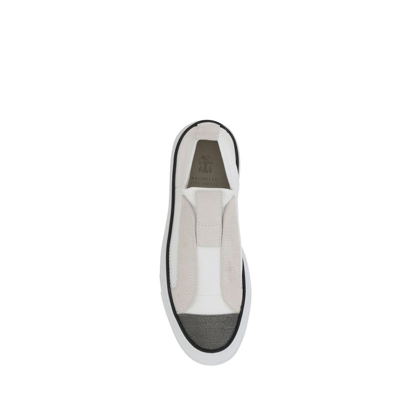 Brunello Cucinelli White Nylon Low Top Sneakers for Women