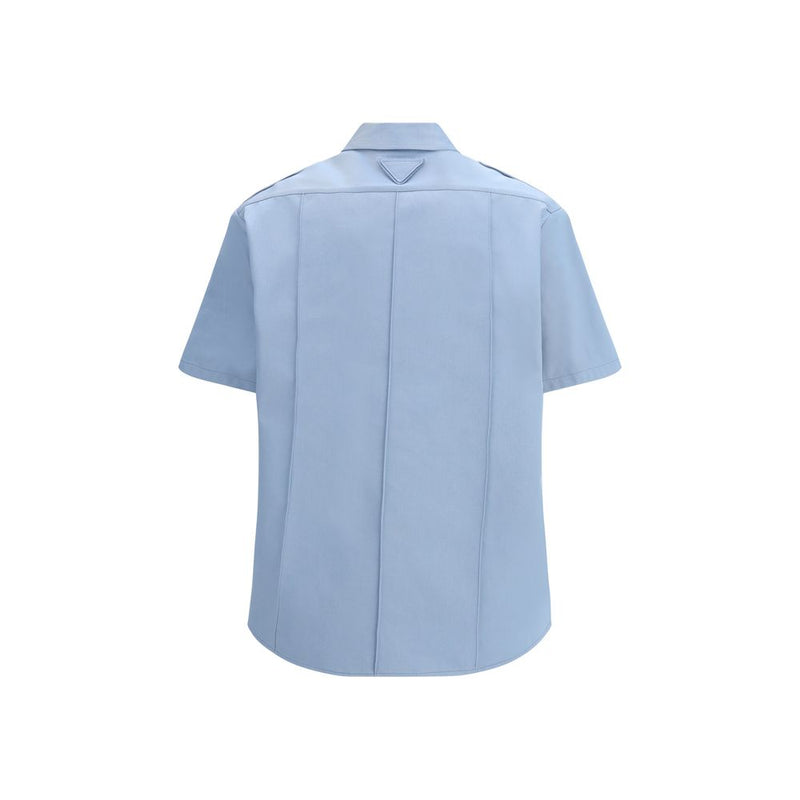 Prada Blue Cotton Shortsleeve Shirt for Women - Oversized Fit
