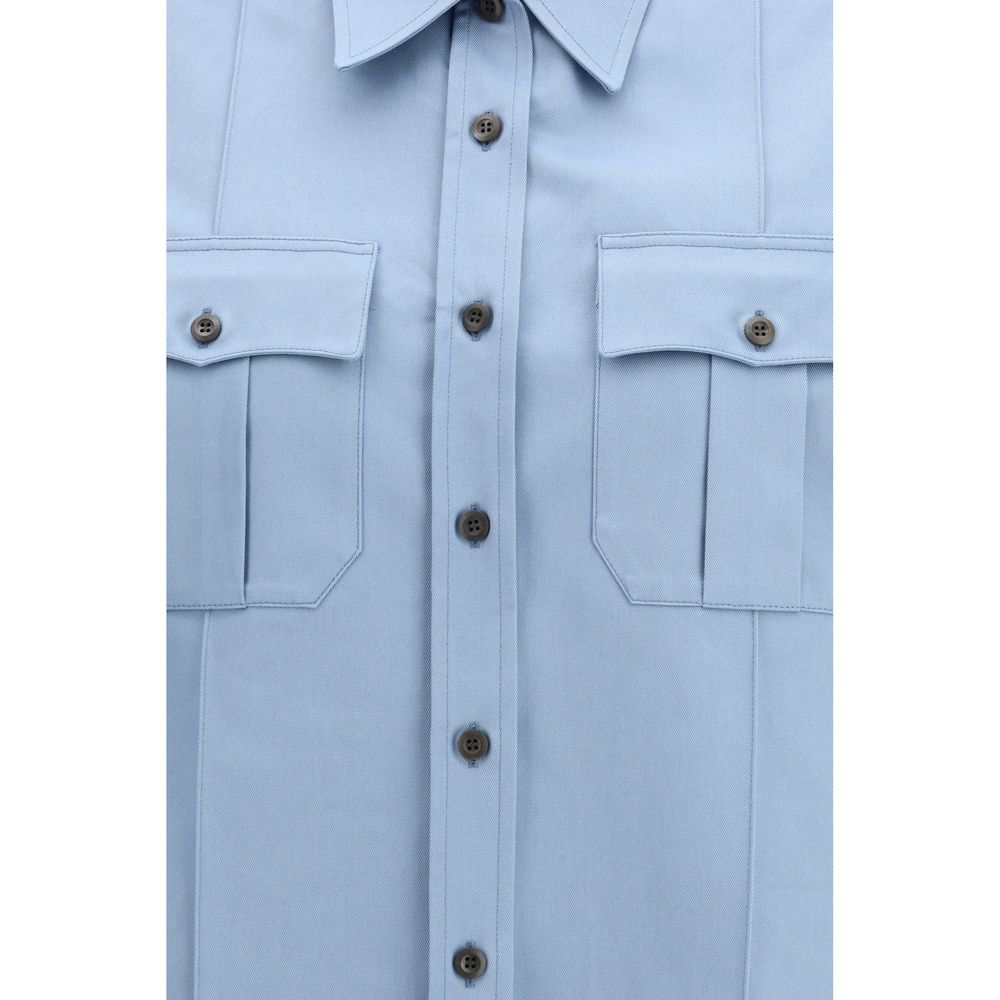 Prada Blue Cotton Shortsleeve Shirt for Women - Oversize Fit
