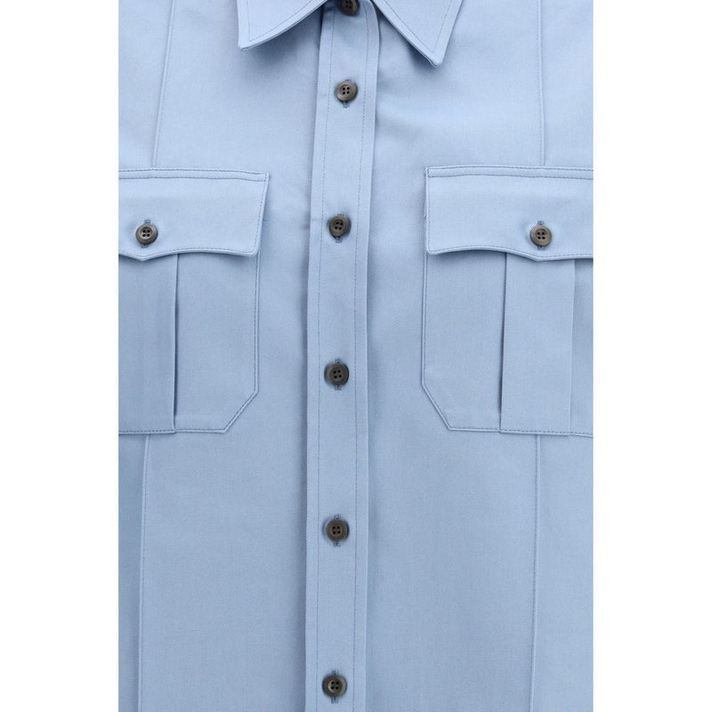 Prada Blue Cotton Shortsleeve Shirt for Women - Oversized Fit