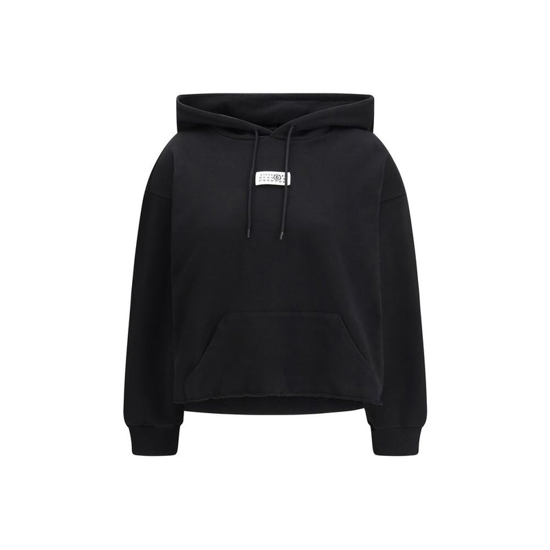 MM6 Black Cotton Hoodie - Minimalist Style for Everyday Comfort