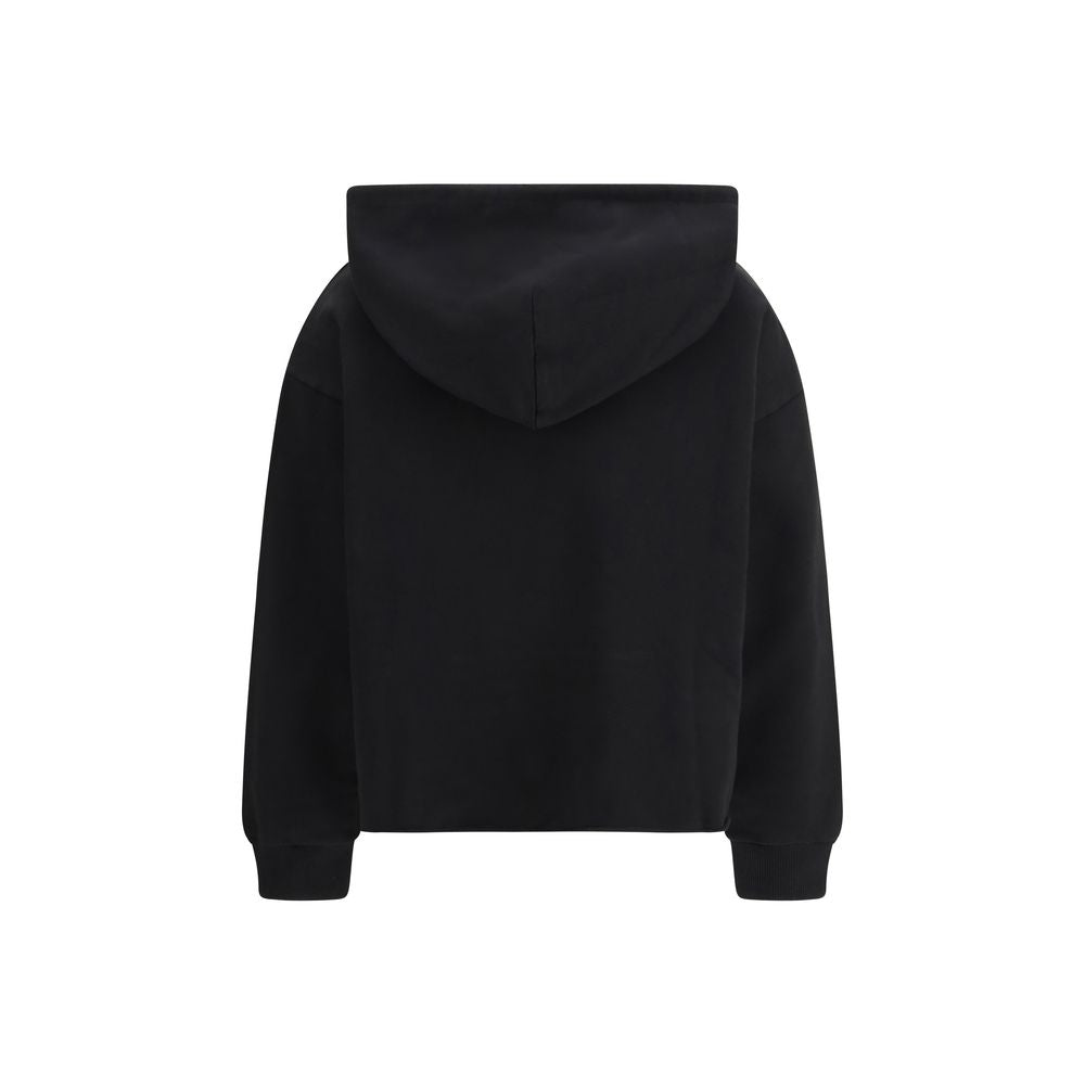 MM6 Black Cotton Hoodie - Minimalist Style for Everyday Comfort
