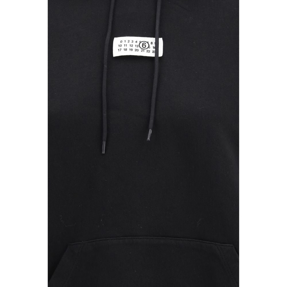 MM6 Black Cotton Hoodie - Minimalist Style for Everyday Comfort