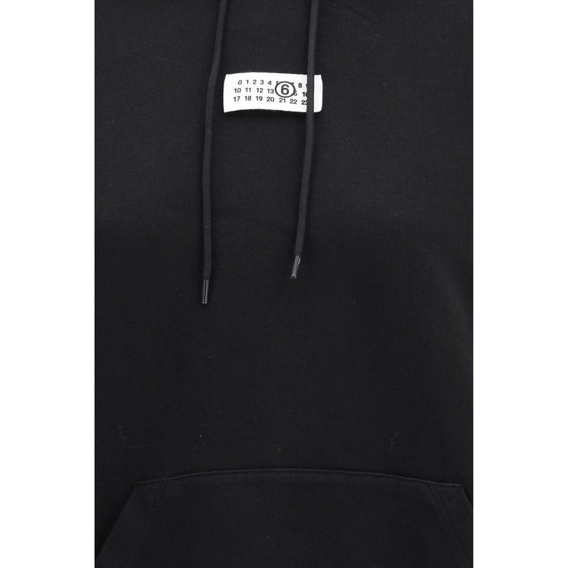 MM6 Black Cotton Hoodie - Minimalist Style for Everyday Comfort
