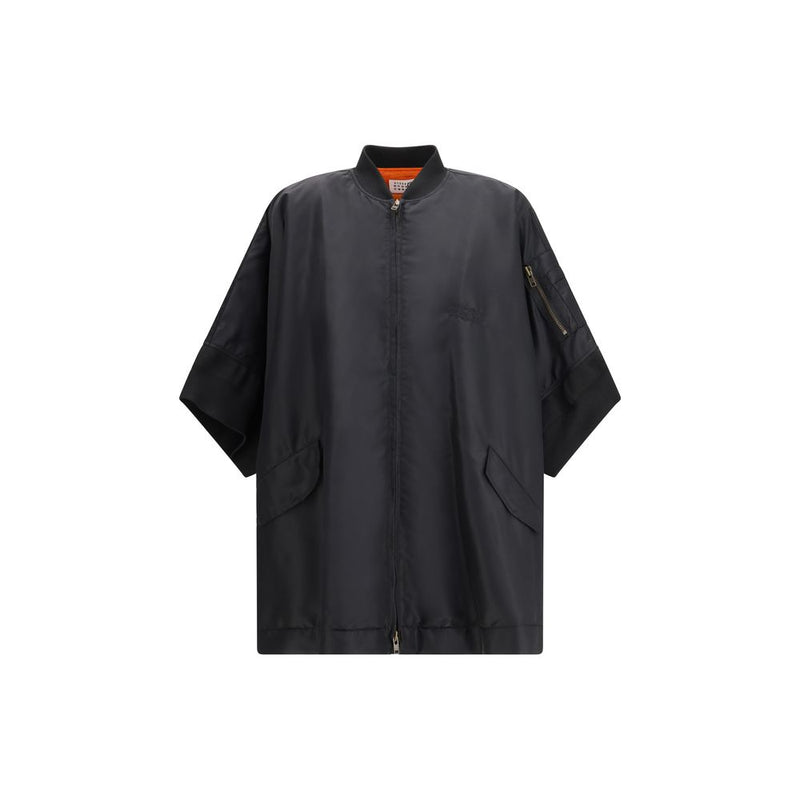 MM6 Black Polyamide Cloak - Stylish and Functional Outerwear