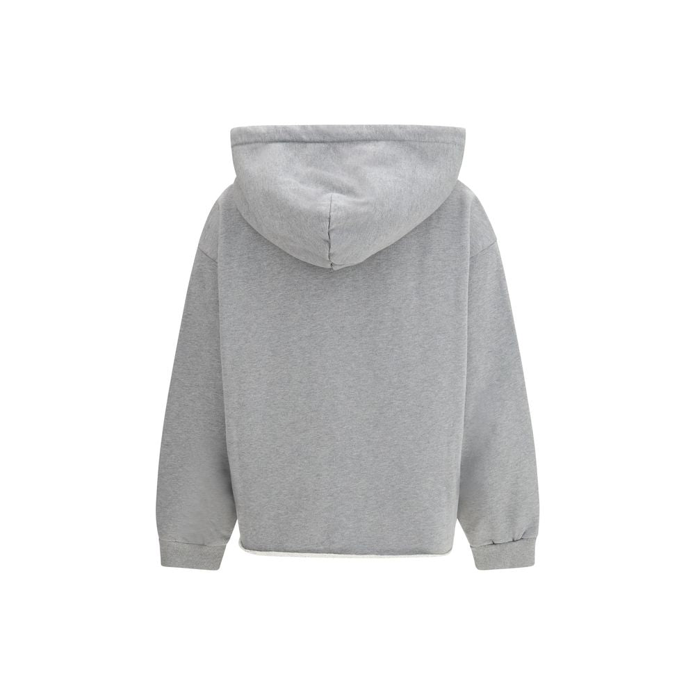 MM6 Gray Cotton Numeric Logo Spray Hoodie - Stylish Streetwear
