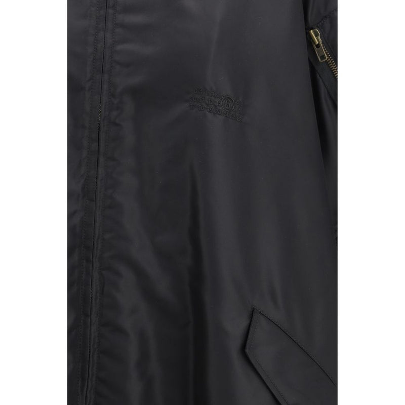 MM6 Black Polyamide Cloak - Stylish and Functional Outerwear