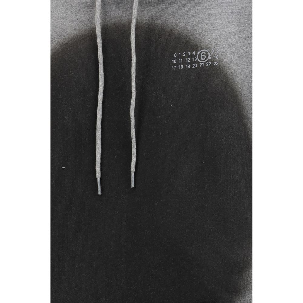 MM6 Gray Cotton Numeric Logo Spray Hoodie - Stylish Streetwear